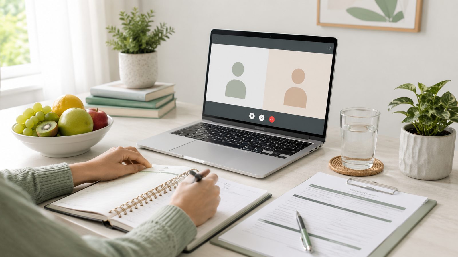 Virtual consultation on a laptop