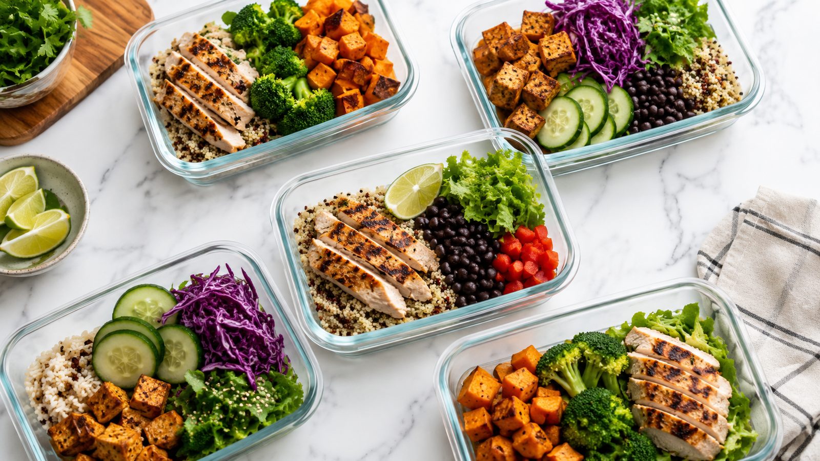 Balanced meal prep containers